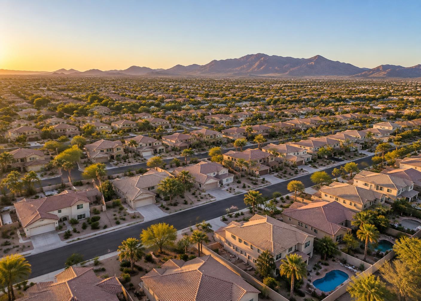 Arizona East Valley neighborhood with desert landscaping